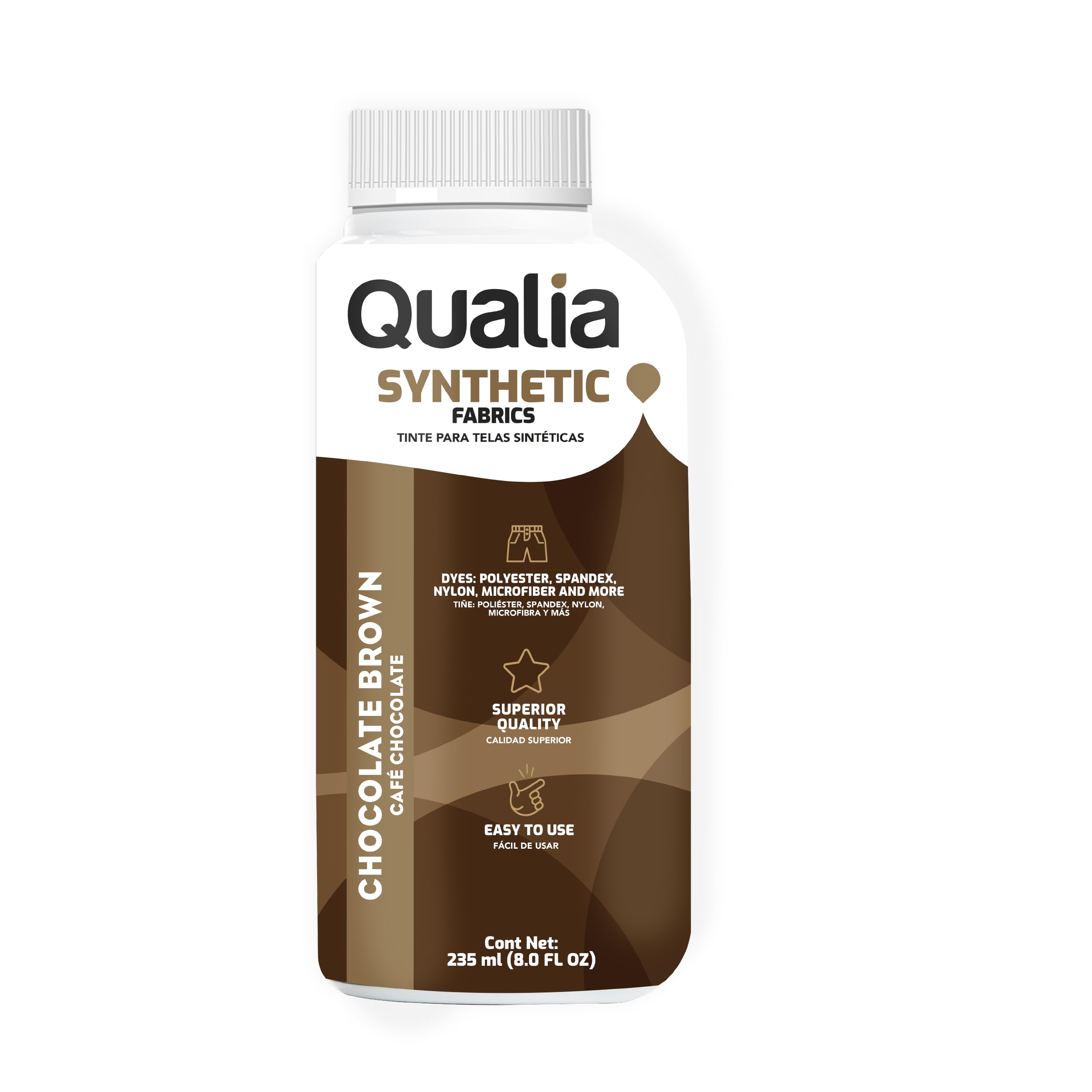 Qualia Synthetic Fabric Dye, Easy to Use, Perfect for Polyester, Spandex, Nylon, and More, Ultra-Concentrated Colors for Vibrant Results, Chocolate Brown, 1 Pack