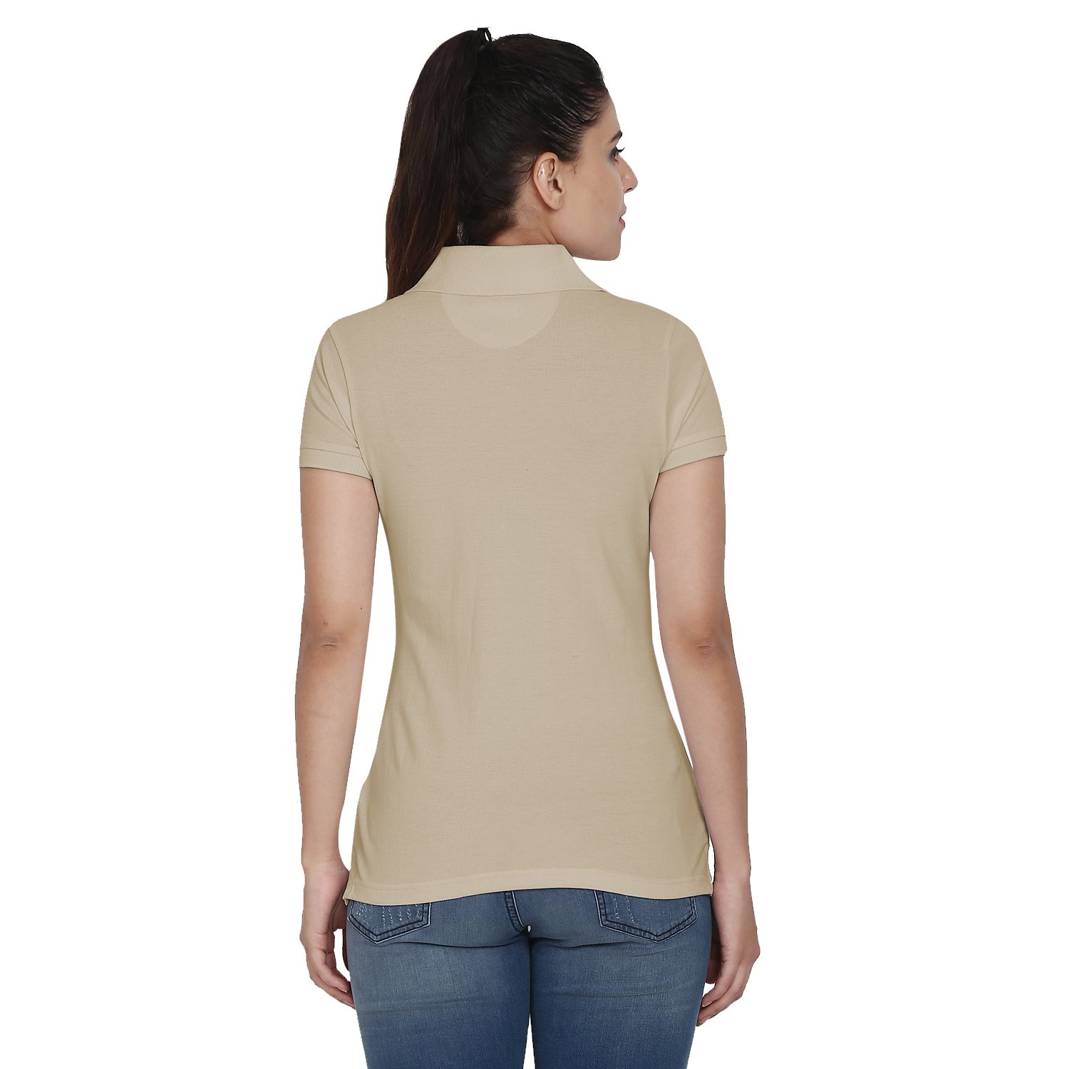 chkokko plain cotton polo neck half sleeves collar t shirt for women