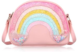 Dksyee Cute Crossbody Bags for Little Girls Toddler Pink Rainbow Crossbody Bag Small Shoulder Bags Kids Wallet Crossbody Purse Handbag Cross Body Bag
