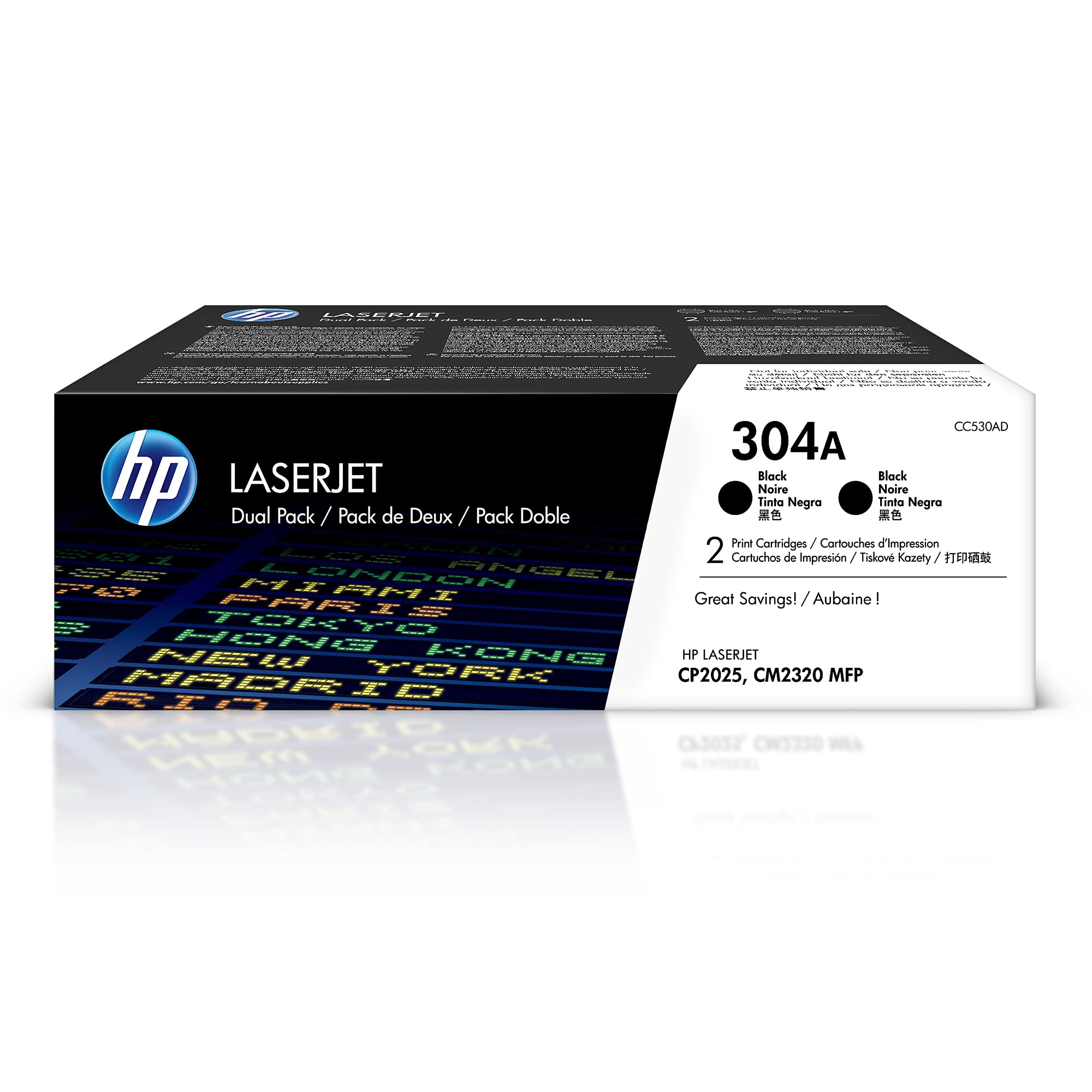 HP 304A - CC530AD - 2 x Black - Toner cartridge - For Color LaserJet CM2320fxi, CM2320n, CM2320nf, CP2025, CP2025dn, CP2025n, CP2025x