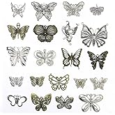 Kinteshun Assorted Butterfly Charm Pendant Connector for DIY Jewelry Making Findings(21pcs,Big Size)