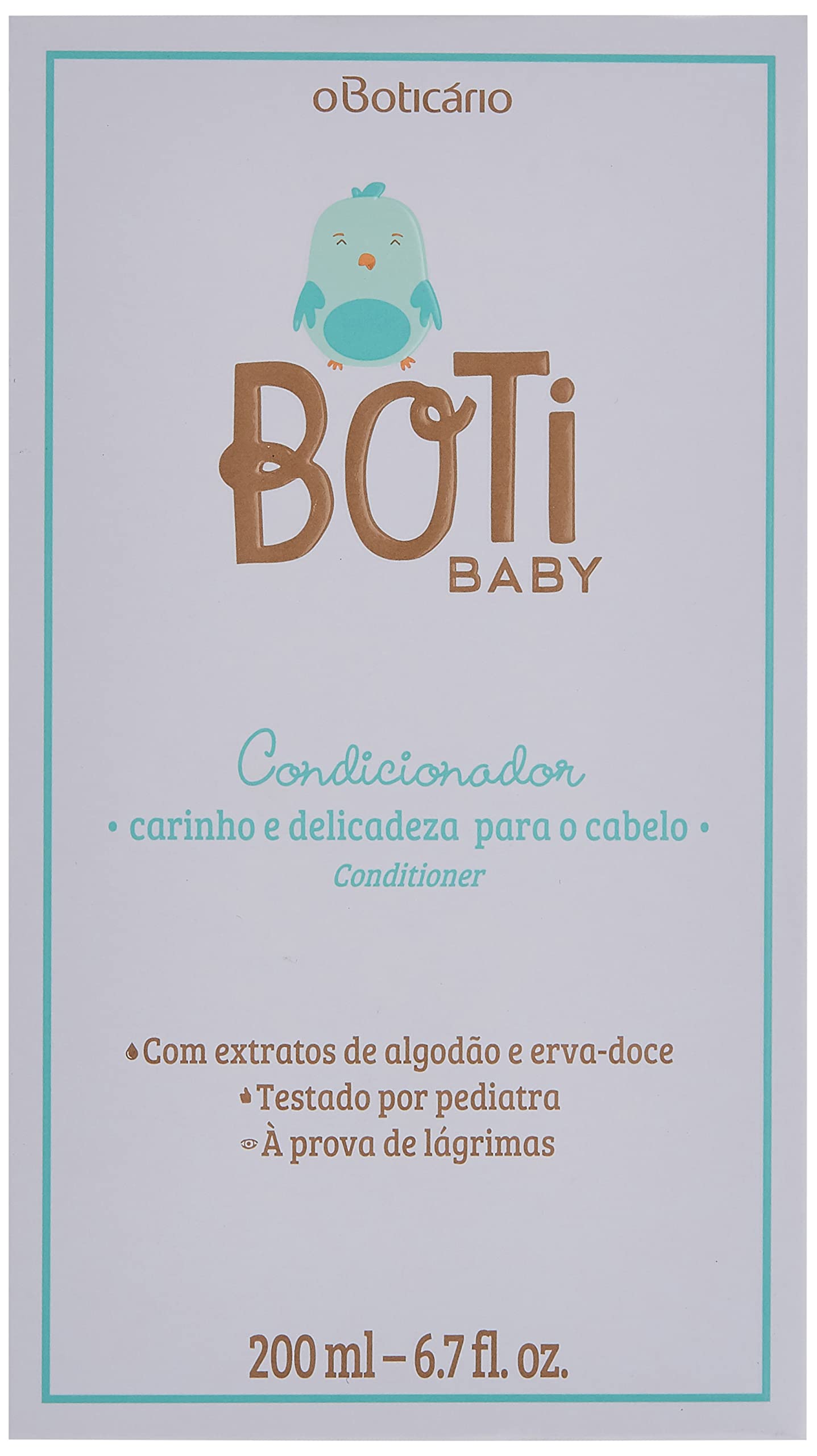 O Boticário Boti Baby Conditioner, Hypoallergenic & Tear Free, Vegan, Alcohol Free, Paraben Free & Dye Free, 200ml