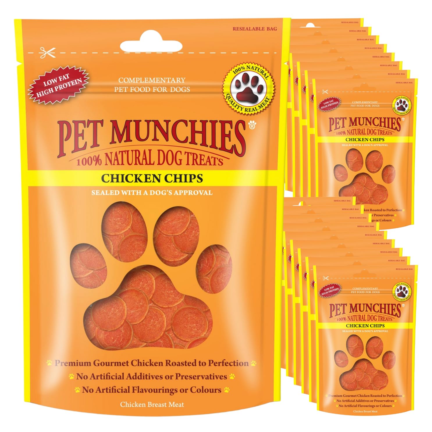 Pet Munchies Chicken Chips Dog Treats Bumper Pack, Premium Dog Chews with Natural Real Meat, Low in Fat and High in Protein (18 x 100g) — image 1