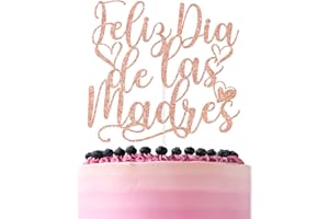 ZACHAKO Rose Gold Glitter Feliz Dia De Las Madres Cake Topper, Feliz Dia Mama/Happy Mother's Day/Happy Birthday Mom, Funny Mother's Day Party Decorations Supplies