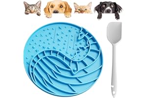 2-in-1 Lick Mat Slow Feeder for Dogs & Cats - Silicone Dog Lick Mat - Interactive/Promote Mindful - Anxiety Relief - Fun Alternative to Slow Feed Dog Bowl - Dishwasher Safe - Peanut Butter LPFLASAT