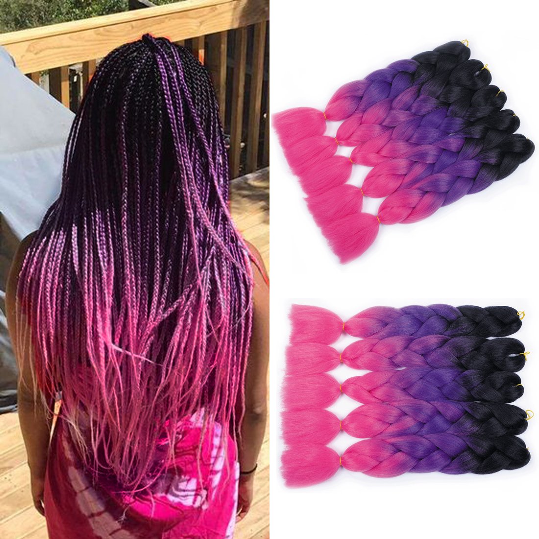 Amazoncom MSHAIR Ombre Jumbo Braiding Hair Extension Synthetic