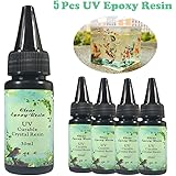 UV Epoxy Resin Crystal Clear For Craft Jewelry Making Kit 7x30ml With Pigments Molds Bezels, 36 Decorations Embellisments & Tweezers & Light, For Bracelets Pendants Diamonds Earrings Rings Necklaces