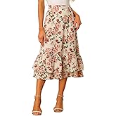 Allegra K Women's Printed Skirt 2025 Weekend Trendy Summer Chiffon Ruffle Tiered Flowy Midi Skirts