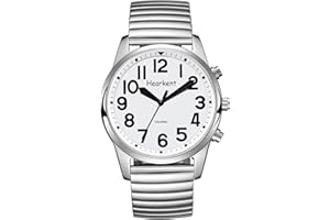 Hearkent Spanish Talking Watch, Senior/Blind/Visually Impaired Wrist Watch with Large Numbers, Men,Silver