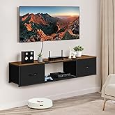 Vrisa Floating TV Stand Entertainment Center Floating TV Shelf for Under TV with Storage Wall Mounted TV Consoles for Living Room Media Console for Bedroom, Rustic Brown