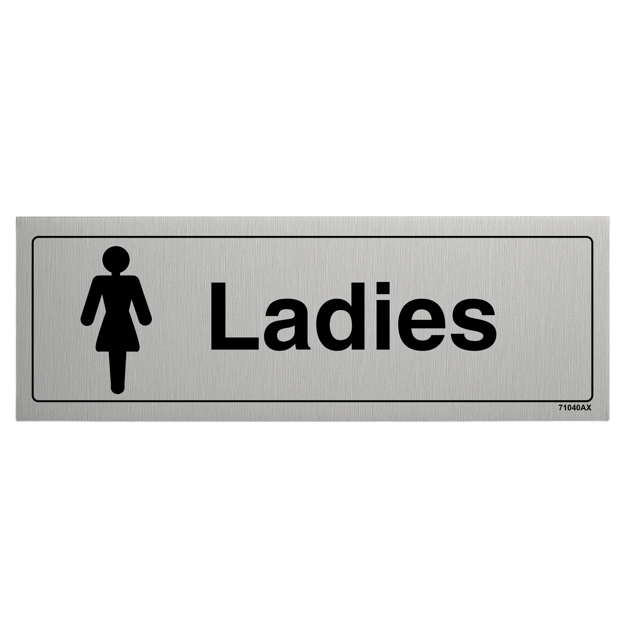 V Safety General Door-Ladies Toilet Sign - 300mm x 100mm - Self Adhesive Alu Effect