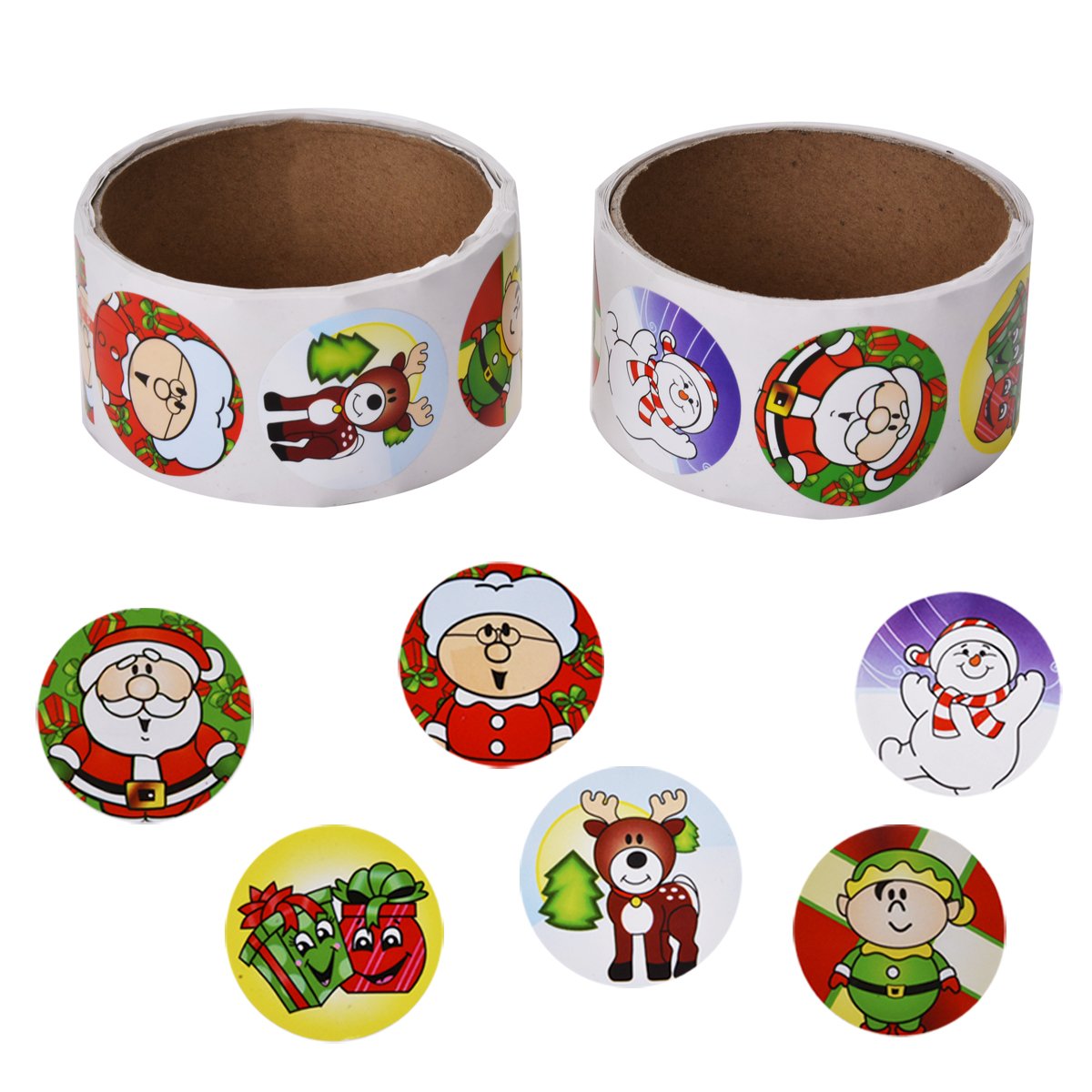 2 Pack Christmas Roll of Stickers Party Stickers Scrapbook Stickers Holiday Party Roll Stickers Santa Claus Stickers for kids Curtain Door Wall Refrigerator Decor