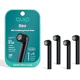 quip Rev Oscillating Electric Toothbrush Replacement Heads, Black, 4 Pack | Genuine quip Brush Head Refills for Oscillating Toothbrushes - Soft Bristles, Dual-Length, Compact - Last 3 Months Each