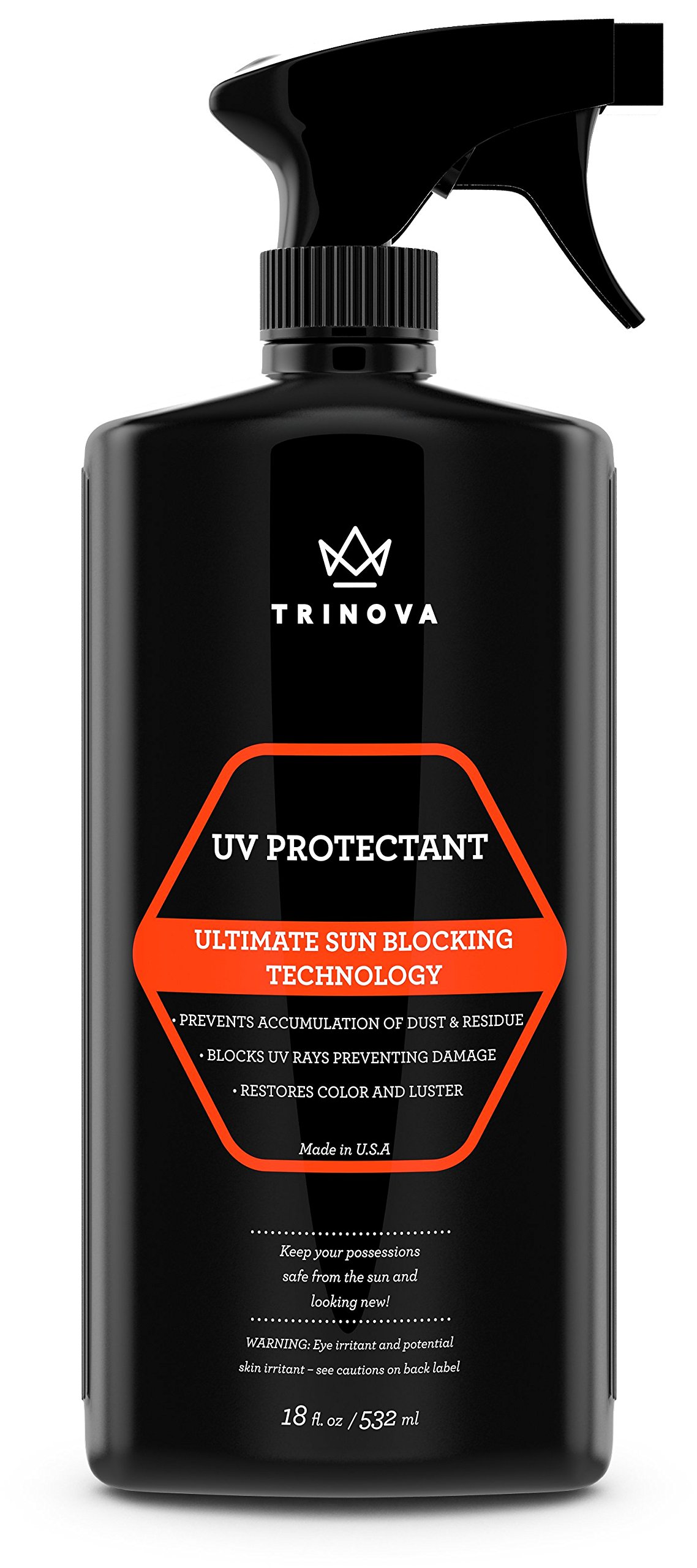 Photo 1 of TriNova UV Protectant Spray - for Vinyl, Plastic, Rubber, Fiberglass, Leather & More - Prevents Fading & Cracking from UV Damage - Restores Color & Repels Dirt - Free of Residue (18 oz)