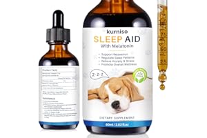KURNISO Melatonin for Dogs-Dog Anxiety Relief, Dog Essentials for Relax, Sleep & Stress Reduce, Promotes Overall Health Liquid Melatonin, Powerful Dog Sleep Aid, 60ml