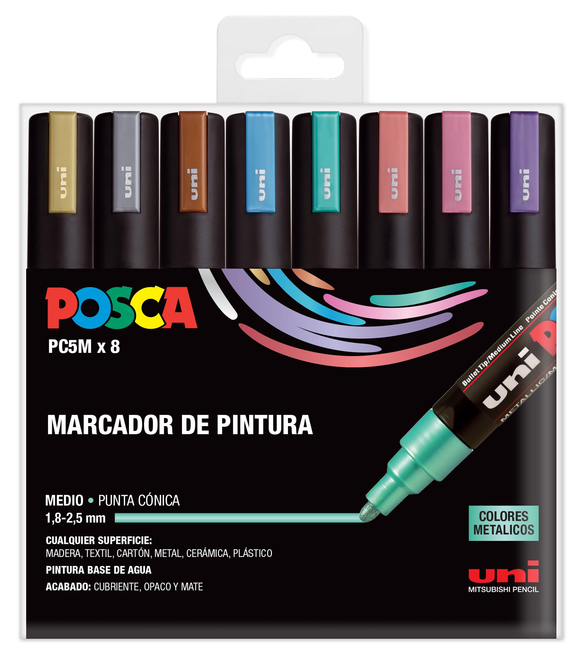 POSCA 8 x PC-5M Metallic Pencil Case