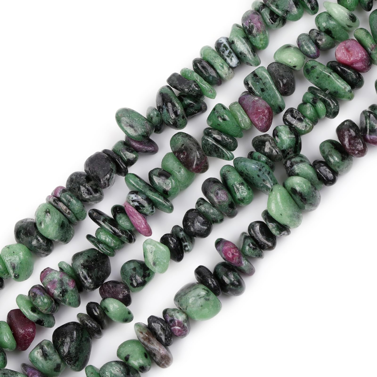 GEM-Inside 6-7mm Ruby Zoisite Chips Gemstone Beads for Jewellery Making 34 '' — image 1