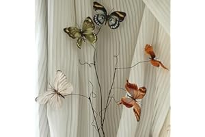 TaTalife Artificial Butterfly, Feather Butterfly, Butterflies for Crafts, 3D Butterfly Stakes Decor, Patio Plant Pot, Flower Bed, Party Home Decor