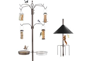Wild Bird Feeder Pole with Squirrel Baffle Bird Feeder Station Kit with Multi Feeder, Suet Cage, Planter Hanger for Backyard 