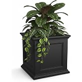 Mayne Fairview 20in Self-Watering Square Planter, Black | Self-watering, All season, Fade resistant, Double-wall design, 15-year warranty