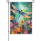 Axxitude Spring Summer Dragonfly Garden Flag 12x18 Inch Floral Decorative Flag Small Vertical Double Sided Holiday Farmhouse Seasonal Decor for Yard