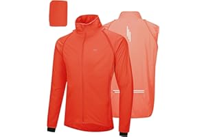 33,000ft Men's Cycling Jacket Long Sleeve, Waterproof Running Bike Vest Outerwear Reflective Windproof Sleeveless Jacket