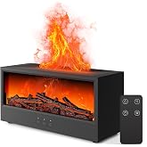 Fireplace Flame Air Diffuser Humidifier | 7 Colors Aromatherapy Oil Diffuser, Ultrasonic Aroma Humidifier with Remote Control &amp; Timer for Bedroom Home Office Yoga