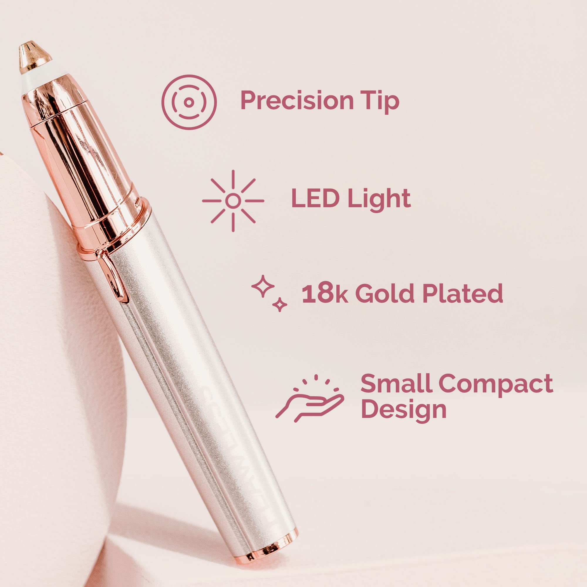 Finishing Touch Flawless Brows Eyebrow Hair Remover Electric Razor for Women with LED Light for Instant and Painless Hair Removal (White)