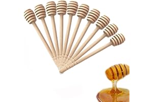 50 Pcs Wooden Honey Dipper Stick Collecting Dispensing Drizzling Jam Portable Wedding Party (6 inch)