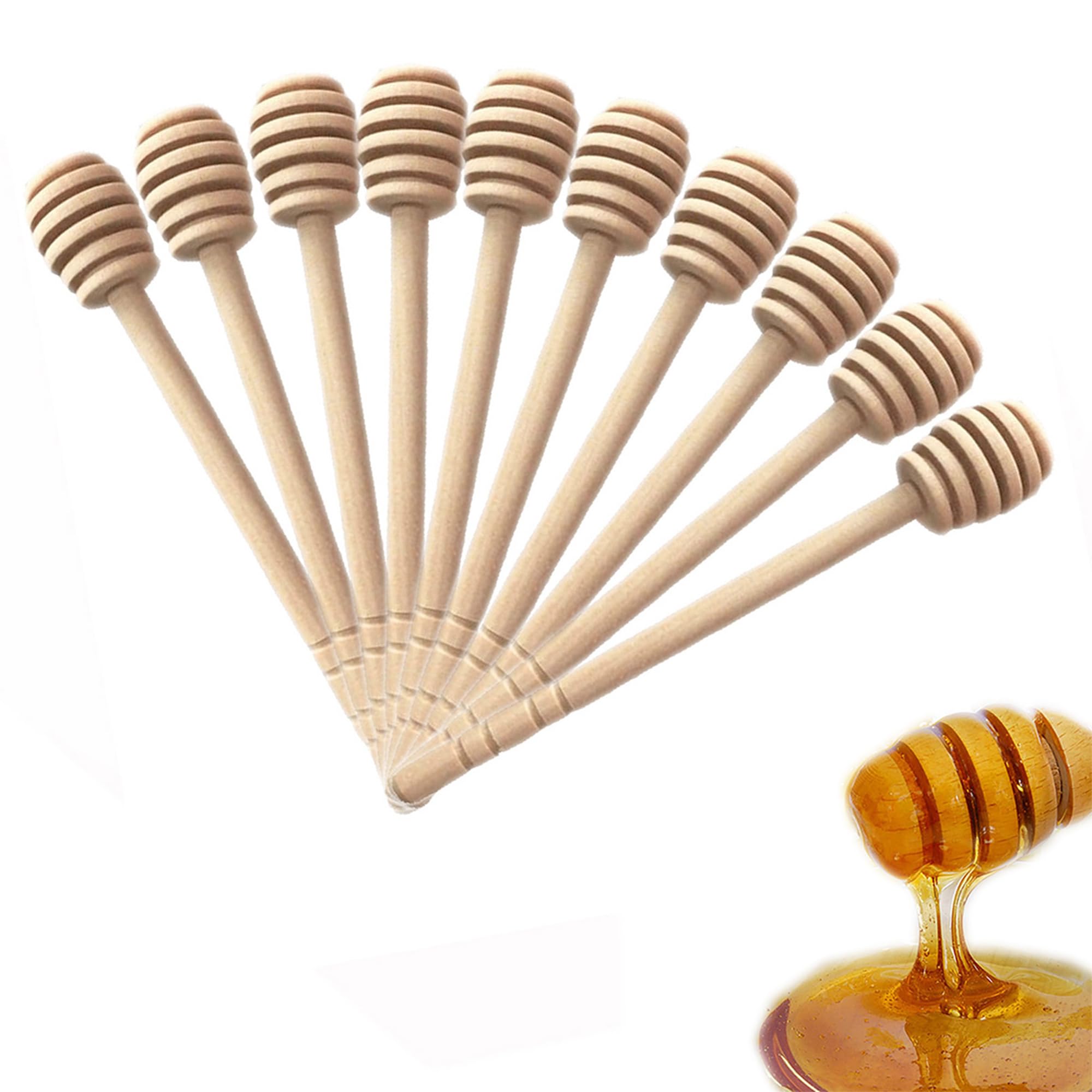 Wooden Honey Dipper Stick Collecting Dispensing Drizzling Jam Portable Wedding Party (6 inch) (50pcs)