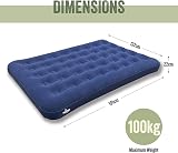 Milestone Camping Inflatable Flocked Airbed Double 191x137x22cm view 2