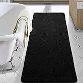 LOCHAS Luxury Bathroom Rug Shaggy Bath Mat 24 x 60 Inch, Washable Non Slip Bath Rugs for Bathroom Shower, Soft Plush Chenille Absorbent Carpets Mats, Black