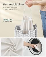 SONGMICS Handwoven Laundry Basket 90L White with Lid and Handles LCB51WT view 6