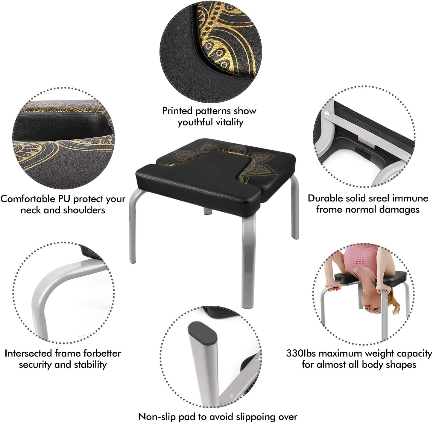 SANKUU Yoga Headstand Bench Inversion Chair, Upside Down U-Shaped Stool for Family and Gym : Sports & Outdoors