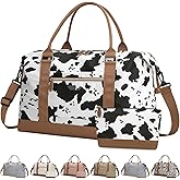 ELONGRIVER Travel Duffle Bag for Women, Weekender Bags, Hospital Bag for Labor Delivery, Lightweight Tote Duffel Overnight Bag with Luggage Sleeve, Airplane Travel Bags with Toiletry Bag, Large, Cow