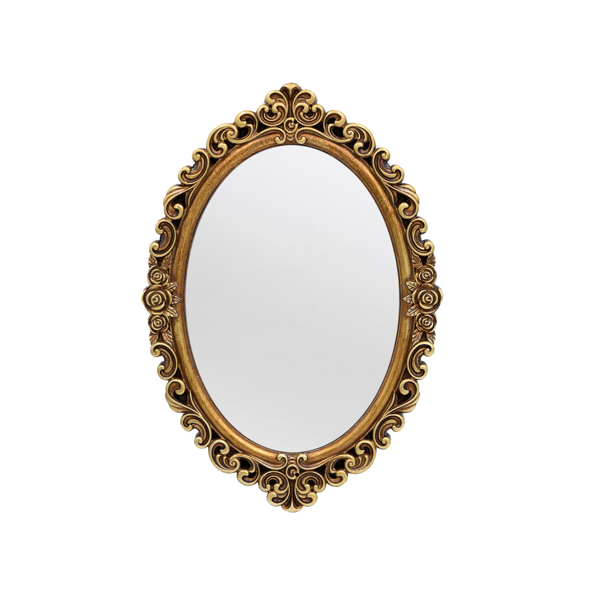 OIGUMR Oval Wall Mirror Mirror Vintage Hanging Mirrors for Bedroom Living-Room Dresser Decor (Gold；Frame Size：39.9L x 28.4W cm)