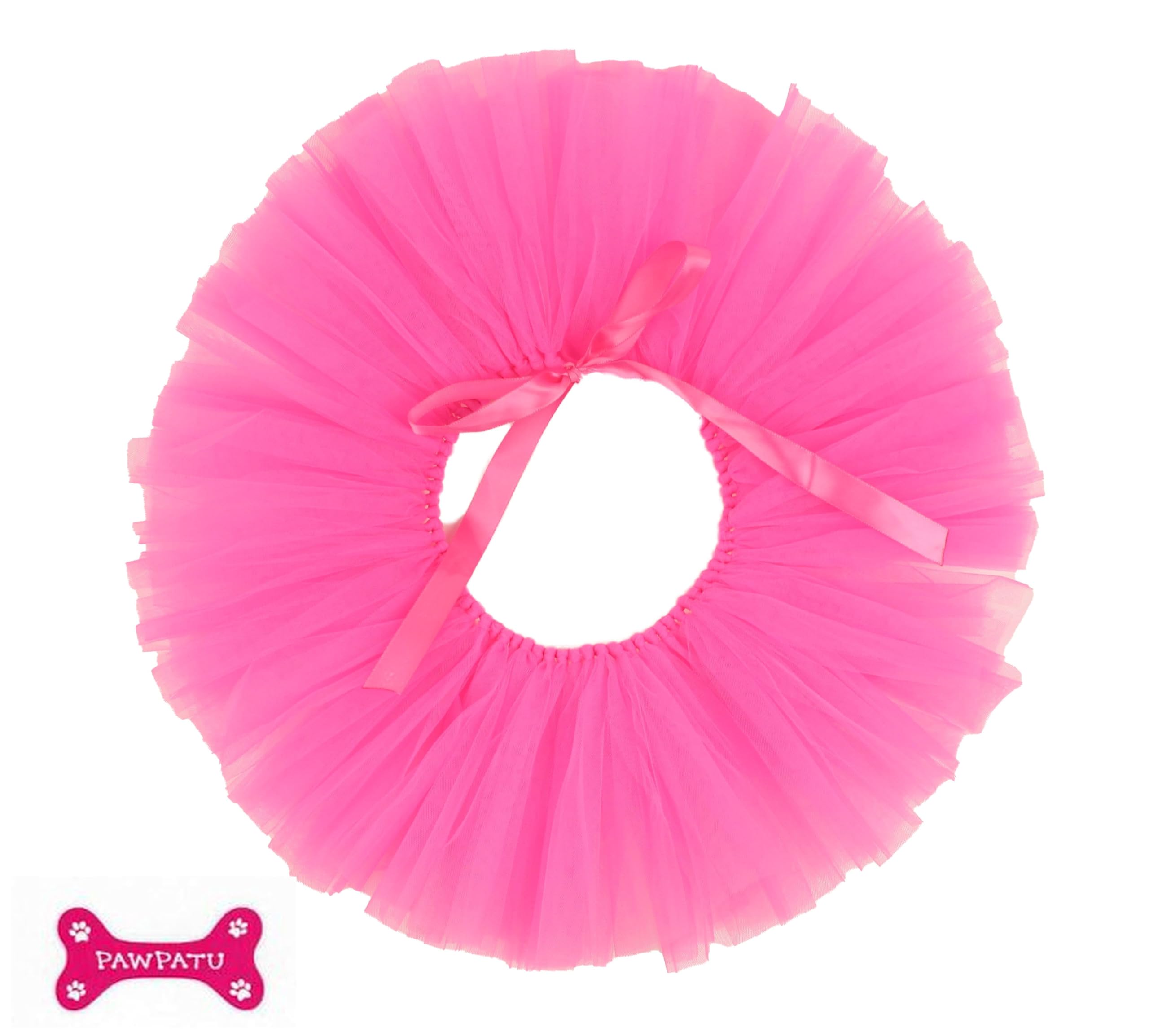 PAWPATU Tulle Tutu for Dogs or Cats, Large, Hot Pink