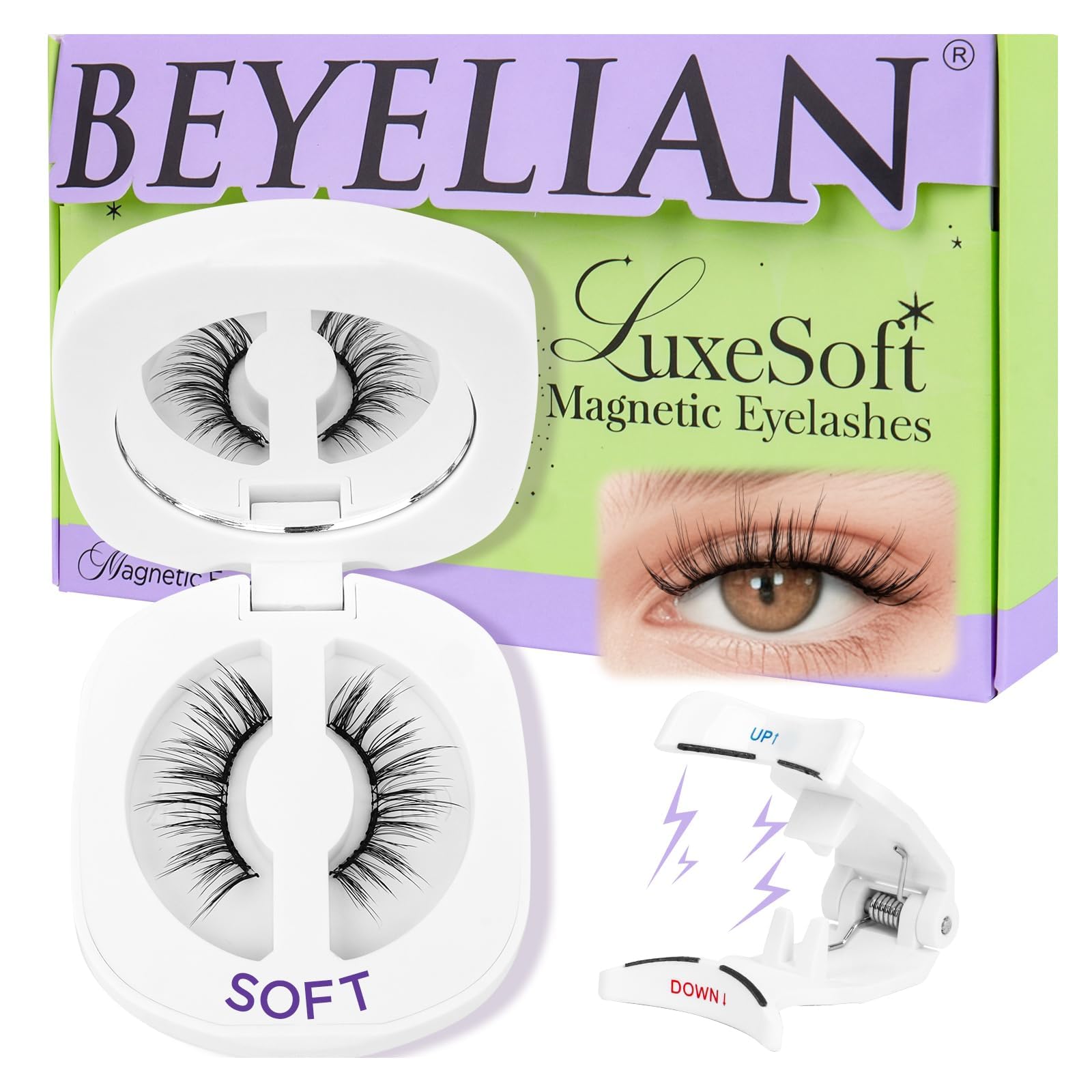 Photo 1 of BEYELIAN Soft Magnetic Eyelashes with Applicator, Reusable Magnetic Lashes No Glue Needed, Eyelashes Natural Look, Easy to Wear and Remove (L22)
