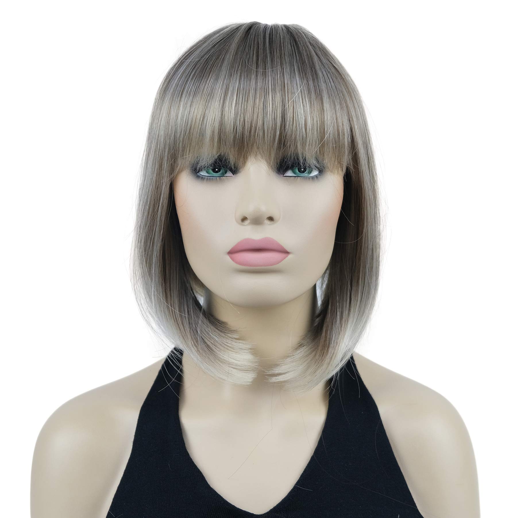 Lydell 10" Short Straight Bob Hair Wigs with Bangs Synthetic Hair Cute Wigs (230T)