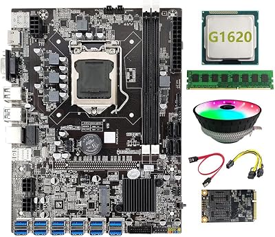 Lodokdre B75 Motherboard 12 PCIE to USB LGA1155 MSATA DDR3 4GB RAM Fan