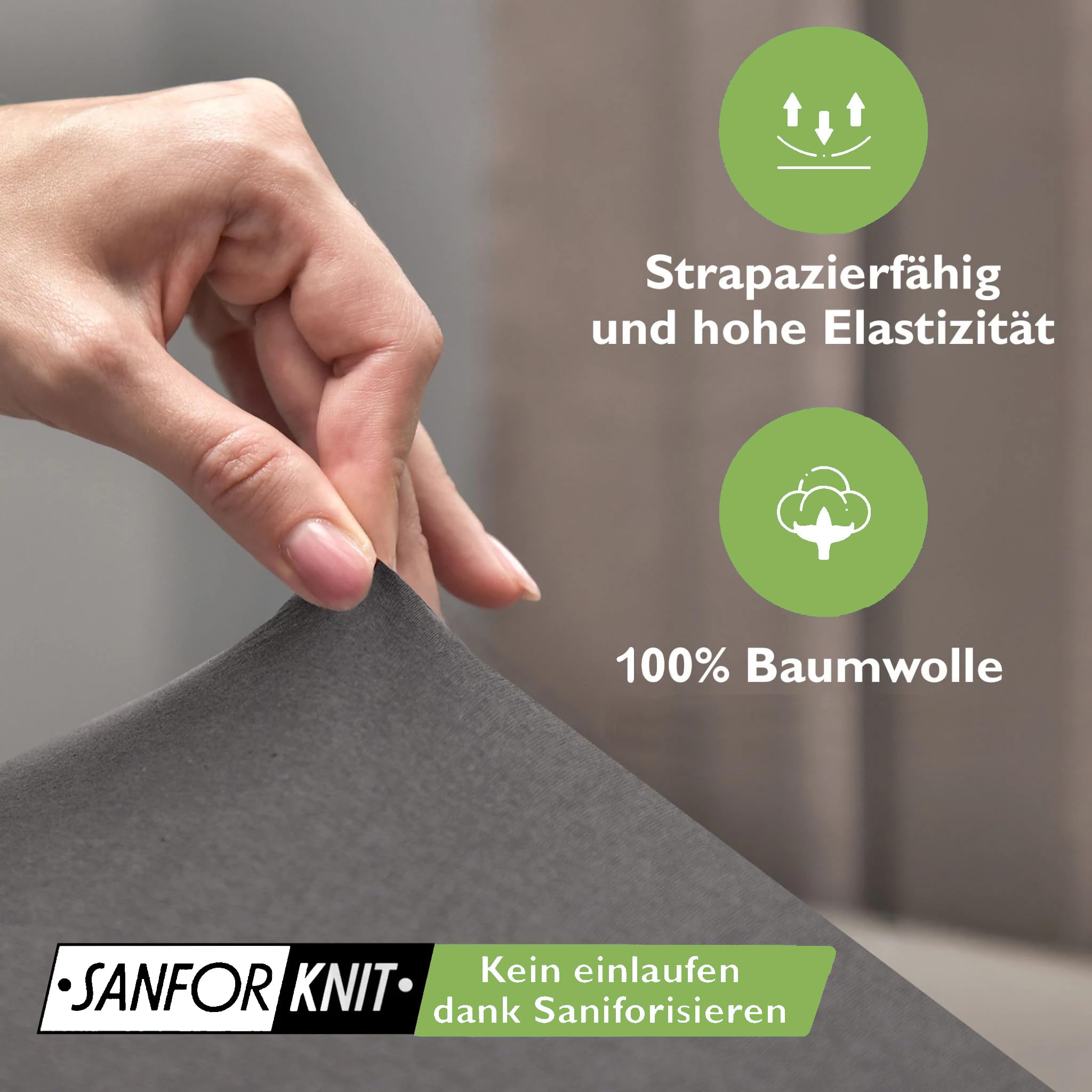 leevitex® Spannbettlaken 180x200cm - 200x200cm | Spannbetttuch Bettlaken | 100% Jersey Baumwolle | Matratzenhöhe bis 25 cm | Ökotex | Anthrazit 4