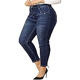 Agnes Orinda Women's Plus Size Denim Jeans Mid Rise Stretch Washed Skinny Casual Pants