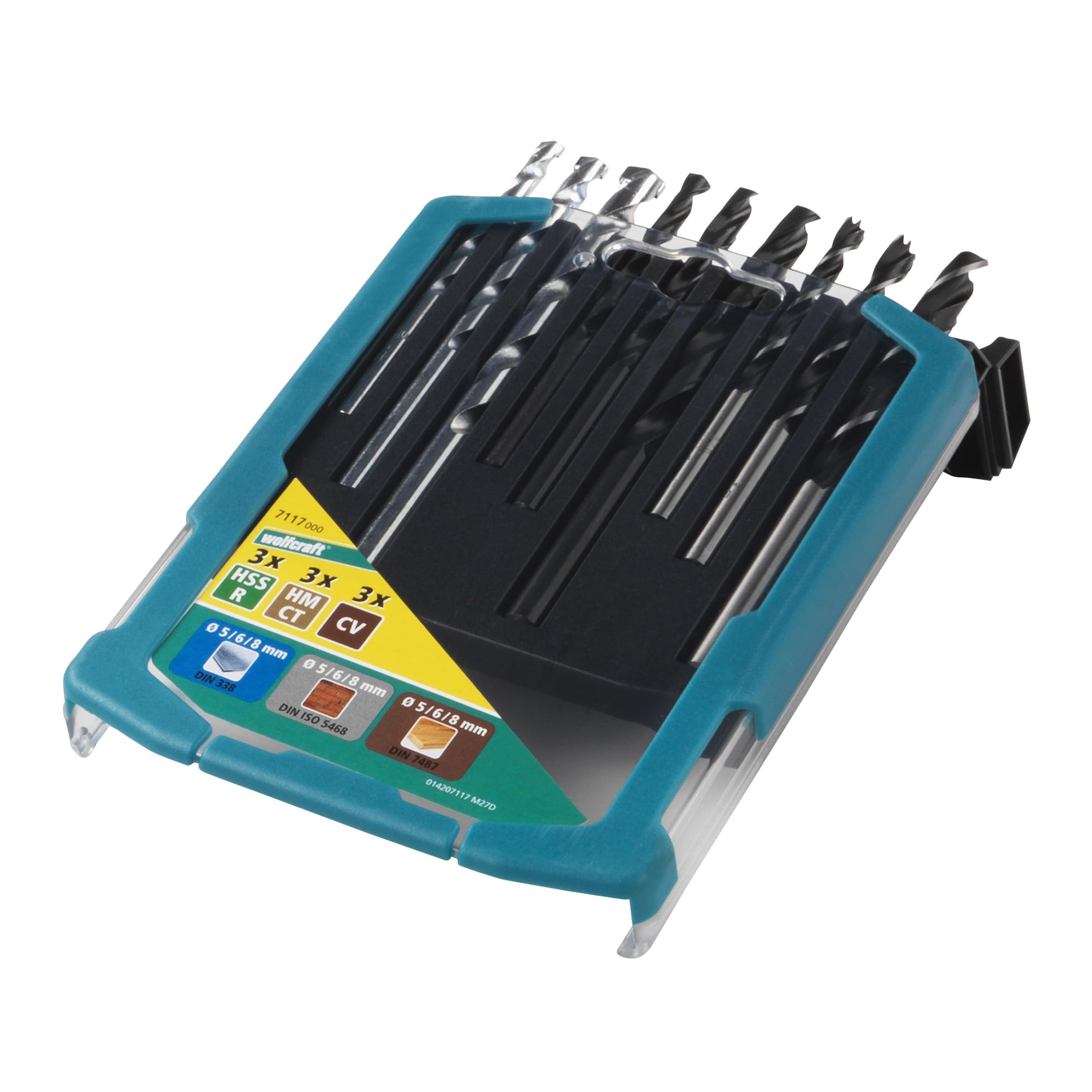 wolfcraft Drill Bit Set 9 Pcs. for Metal/Wood/Stone I 7117000 I for Drilling into Metal, Wood and Stone