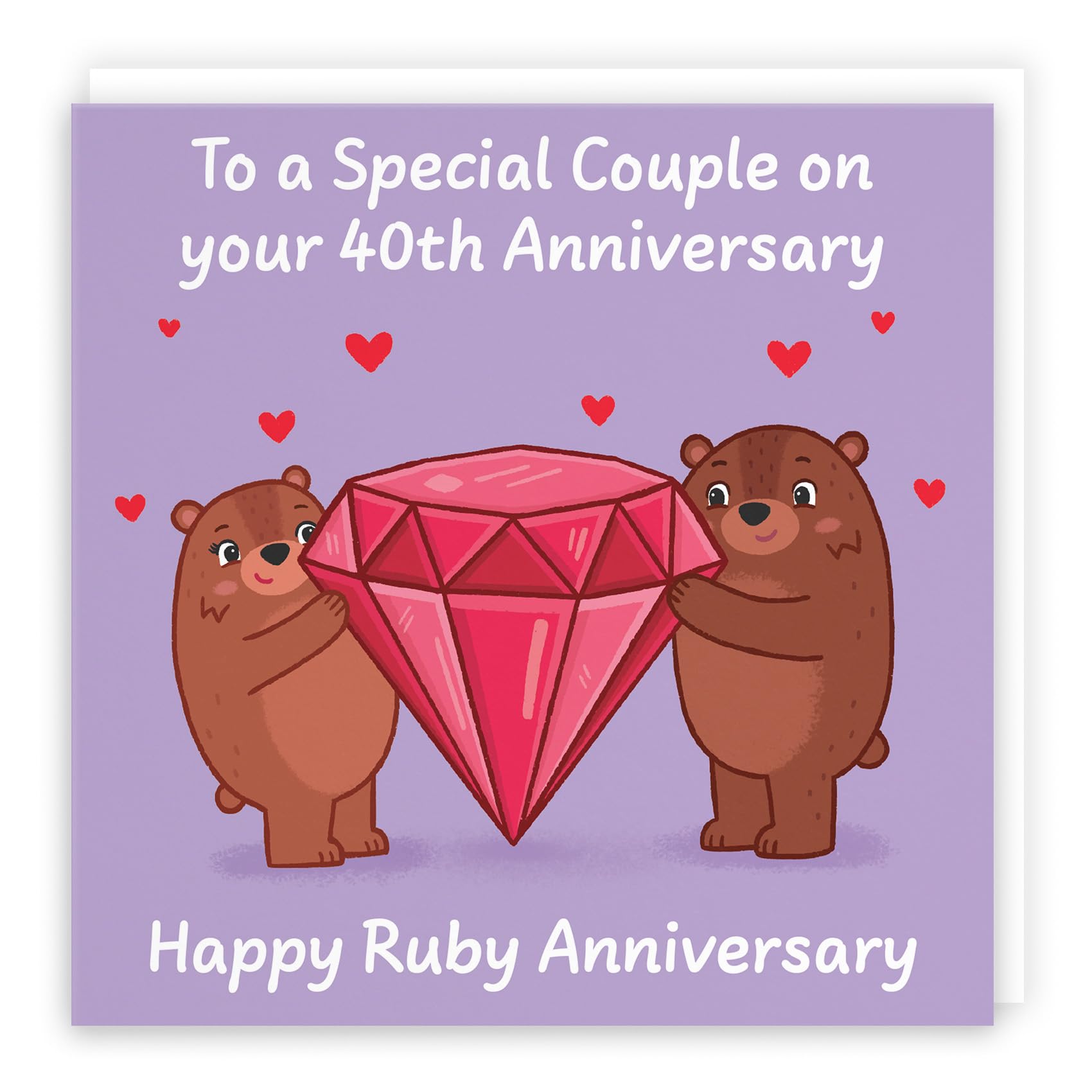 Hunts England - Couple 40th Anniversary Card - Ruby Anniversary - 40 Years - Cute Fun Bears Card - Love Story Collection