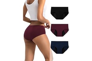 INNERSY Women's Cotton Period Underwear Heavy Flow Leakproof Panties Menstrual Hipster 3-Pack