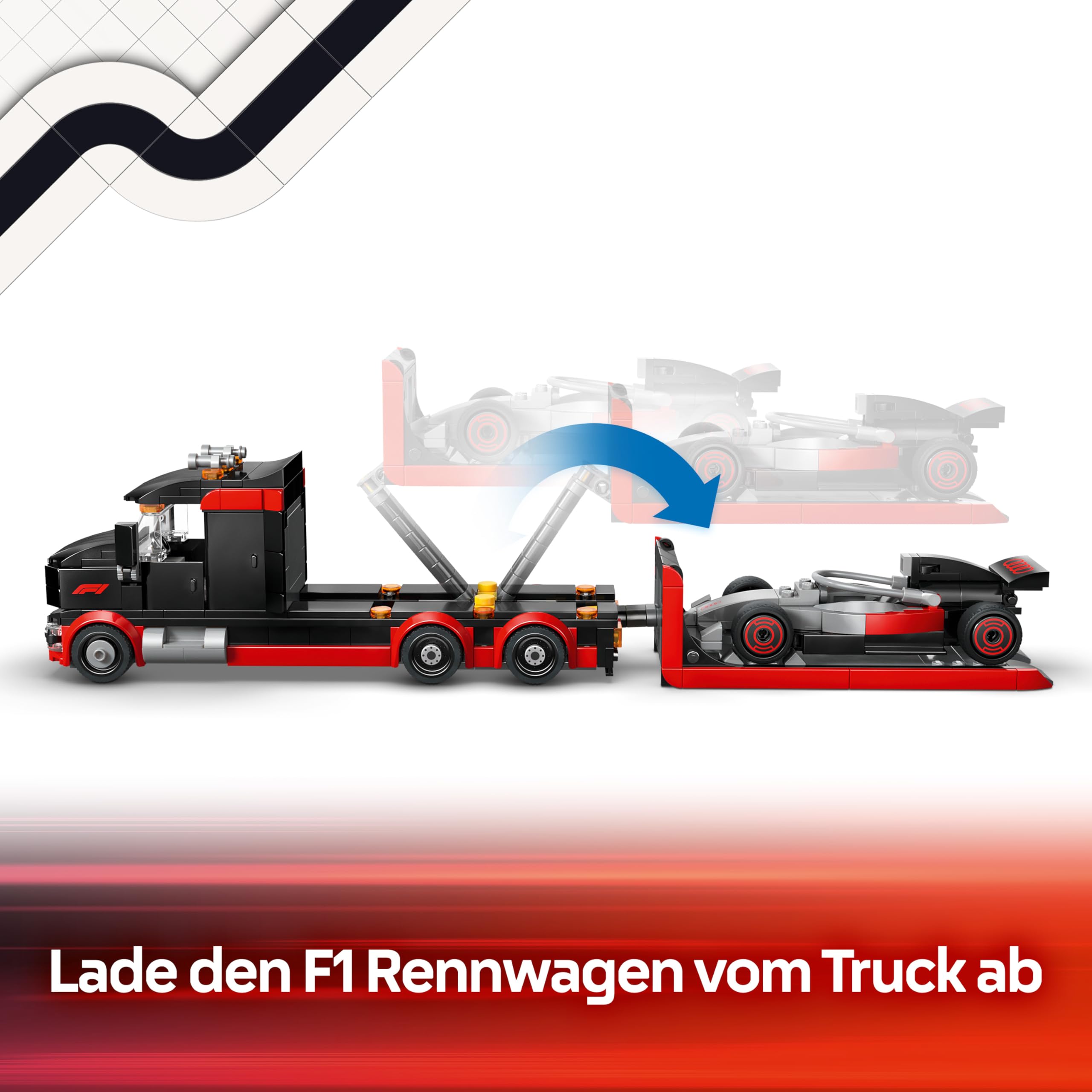 LEGO City F1 Truck mit Audi F1 Rennwagen - Spielzeug Modellbau mit 3 Minifiguren und Fahrzeug Hebefunktion - Geschenkidee für Jungen ab 7 Jahren und Motorsportfans - 60493 5