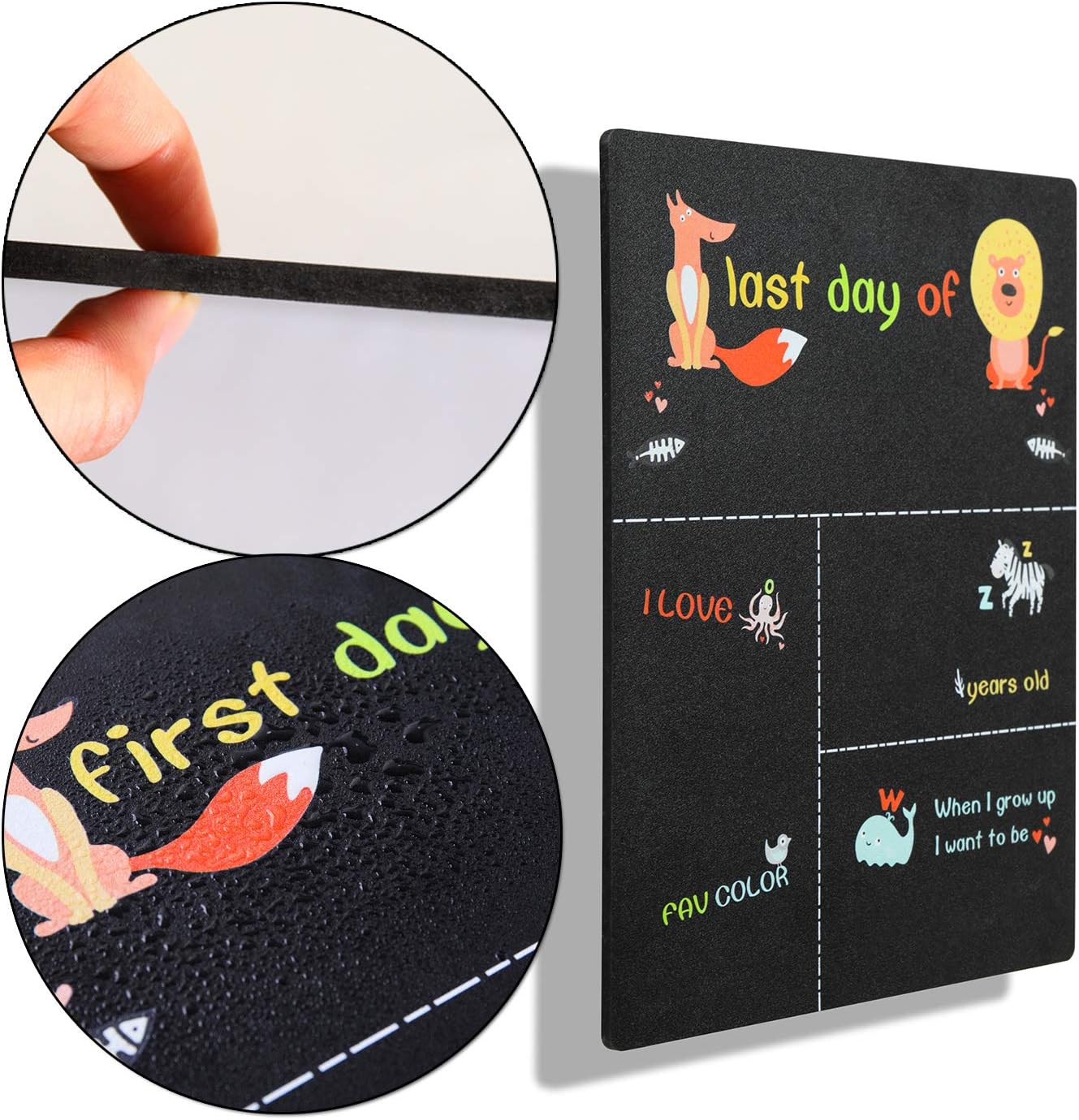 WONFUlity First Day of School Chalkboard 1st & Last Day of School Chalkboard Sign, Back to School Double-Side Reusable Board with Waterproof 12" × 10" Photo Prop, Fox Theme : Office Products