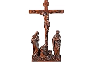 BGCOPPER Standing Crucifix Wall Cross, INRI Jesus Cross for Wall, Handmade Wooden Cross Wall Decor for Home Christmas Gift - 10 Inch