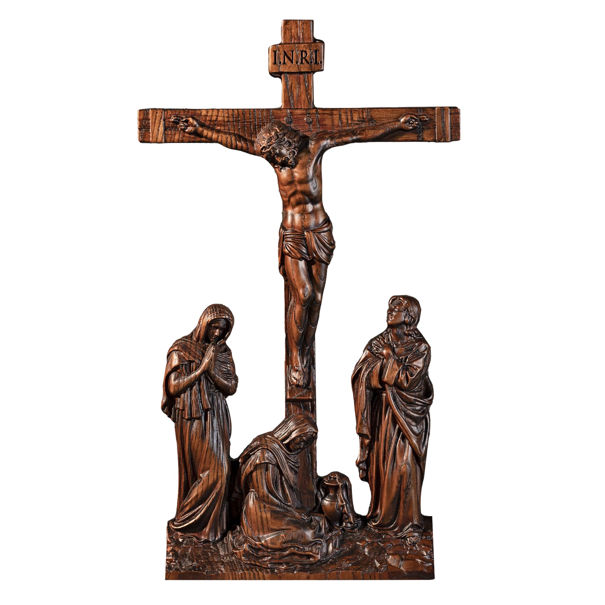 Photo 1 of BGCOPPER Standing Crucifix Wall Cross, INRI Jesus Cross for Wall, Handmade Wooden Cross Wall Decor for Home Christmas Gift - 10 Inch
