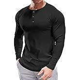 Muscle Cmdr Men's Stretch Henley T Shirts Slim Fit Short & Long Sleeve Casual Stylish Tee Business Top